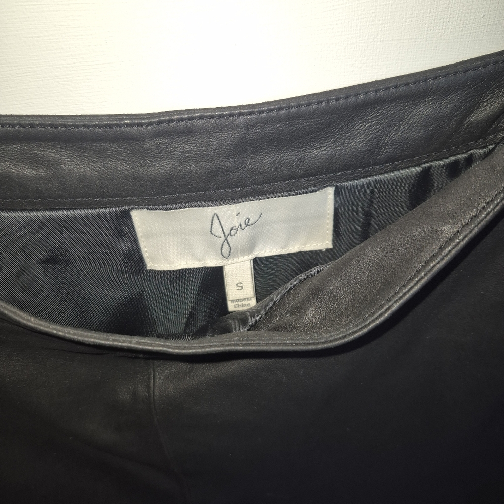 Joie Black Lambskin A-Line Knee-Length Skirt Genuine Leather - Picture 4 of 8